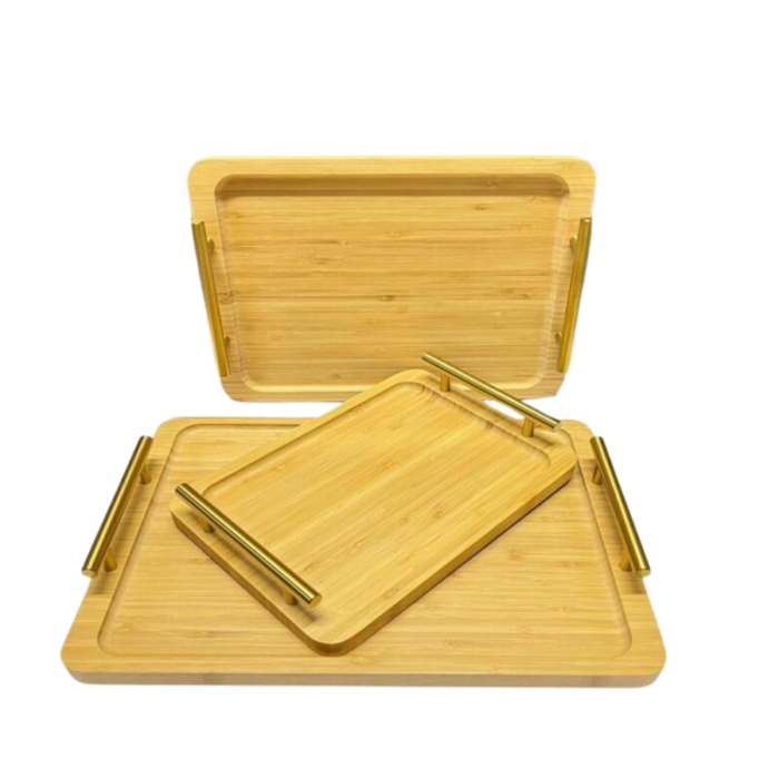 Plateau de service en bambou avec poignées - Élégant et polyvalent pour toutes les occasions